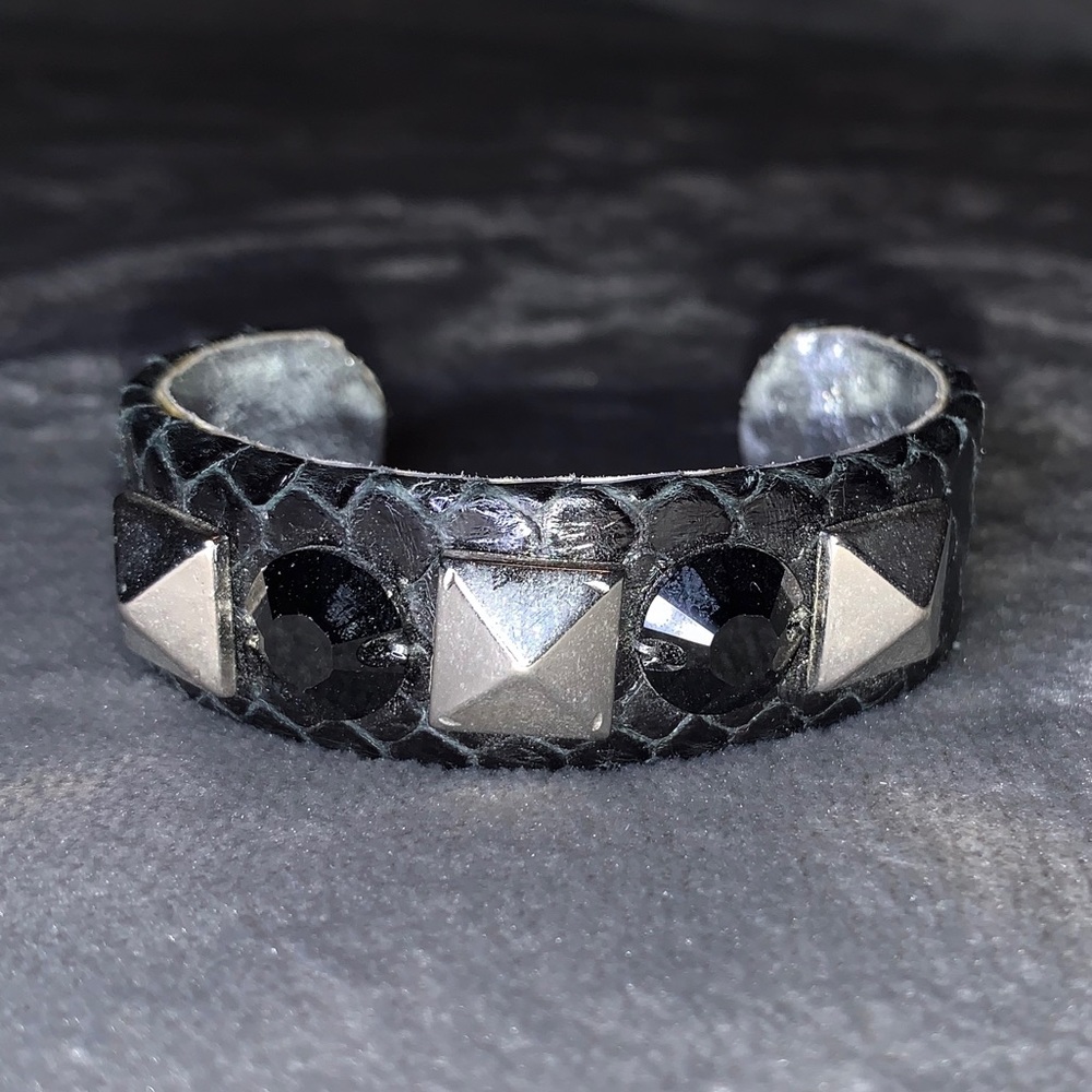 Ted Rossi Black Python Crystal Pyramid Cuff